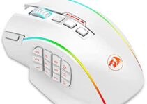 Redragon M901 Gaming Mouse RGB Backlit MMO 16 Macro Programmable Buttons 16000 DPI for Windows PC Computer (Wireless, White)