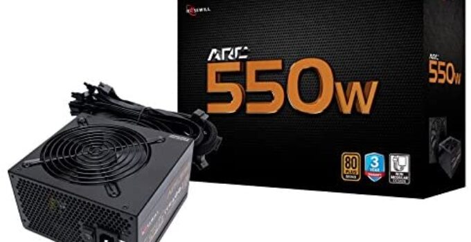 Rosewill Gaming Power Supply, Arc Series 550 Watt (550W) 80 Plus Bronze Certified PSU with Silent 120mm Fan and Auto Fan Speed Control, 3 Year Warranty – ARC550