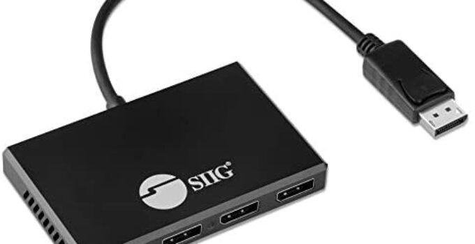 SIIG DisplayPort 1.4 to DisplayPort MST Hub Video Splitter 4K60Hz – DisplayPort Splitter 1 in 4 Out, Multi Stream Transport DisplayPort Hub, DP Daisy Chain Monitor Adapter,Not for MacOS (CE-DP0R11-S1)