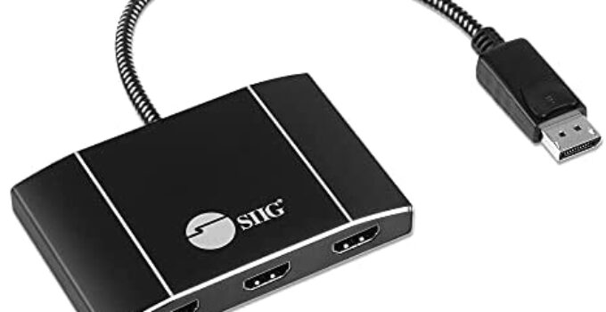 SIIG MST Hub DisplayPort to HDMI Splitter, DisplayPort 1.4 to 3X Multi Stream Transport Hub HDMI, DisplayPort Hub Video Splitter, DisplayPort Daisy Chain Monitor Adapter,Not for MacOS (CE-DP0Q11-S1)