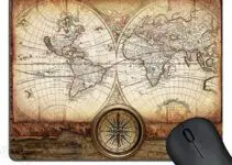 SSOIU Gaming Mouse Pad Custom Design, Vintage World Map Gold Compass on The Old Wood, Non-Slip Thick Rubber Large Mousepad Mat