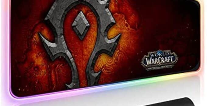 SUIBIAN Horde World of Warcraft RGB Soft Gaming Mouse Pad Large Oversized Glowing Led Extended Mousepad Non-Slip Rubber Base Computer Keyboard Pad Mat 31.5X 11.8in