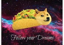 Smooffly Gaming Mouse Pad Custom,Doge in Taco Chicken Rolls Flying Across The Galaxy Space Fllow Your Dream Amusing Mouse Pad
