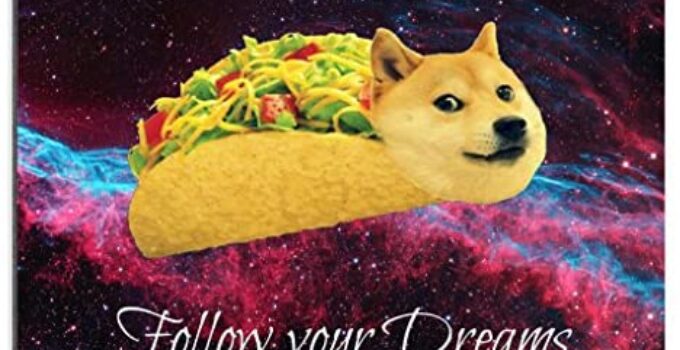 Smooffly Gaming Mouse Pad Custom,Doge in Taco Chicken Rolls Flying Across The Galaxy Space Fllow Your Dream Amusing Mouse Pad