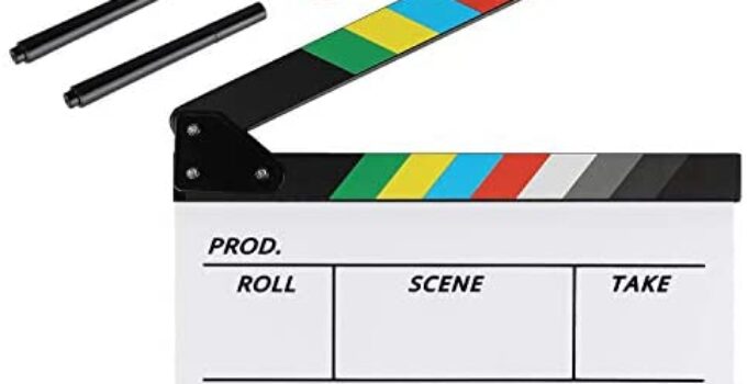 Temery Acrylic Film Clapboard -12 x 10in Plastic Film Clapboard Cut Action Scene Clapper Board with a Magnetic Blackboard Eraser and Two Custom Pens