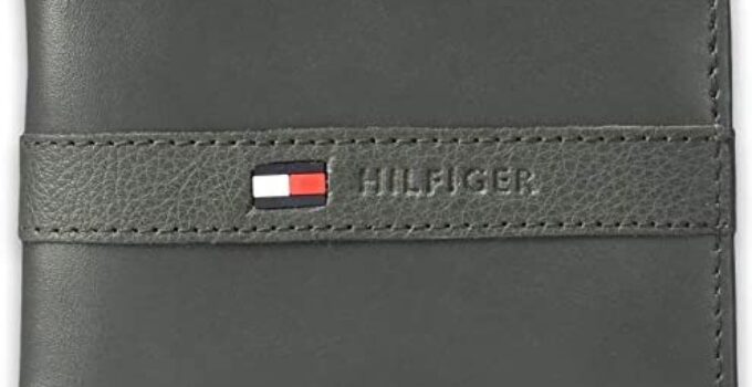 Tommy Hilfiger Men’s Leather Wallet – Slim Bifold with 6 Credit Card Pockets and Removable ID Window