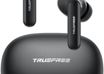 Truefree T1 True Wireless Earbuds Bluetooth 5.0 Headphones in-Ear, 4 Mics Noise Cancelling Earbuds 60ms Low-Latency Game Mode Touch Control 30H Playtime Bluetooth Earbuds for Sport, Black