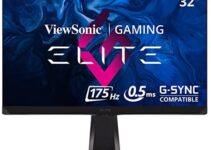 ViewSonic ELITE XG320Q 32 Inch 1440p 0.5ms 175Hz Gaming Monitor with GSYNC Compatible, HDR600, 99% AdobeRGB, HDMI, DisplayPort and Advanced Ergonomics for Esports
