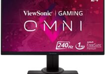 ViewSonic OMNI XG2431 24 Inch 1080p 1ms 240Hz Gaming Monitor with AMD FreeSync Premium, Advanced Ergonomics, Eye Care, HDMI and DisplayPort for Esports