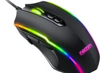 Wired Gaming Mouse, Ergonomic USB Computer Mouse with 8 Programmable Buttons, Optical Game Mouse with 16.8 Million Chroma RGB Backlights and 7 Light Modes, Adjustable 7200DPI for Windows PC Gamers