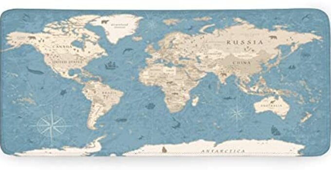 World Map Mouse Pad Large Map Gaming Mouse Pad ,Desktop Mouse Mat Large with Stitched Edges and Non-Slip Rubber Base Desk Mouse pad for Work Gaming Office Home ，31.5” X 11.8” Inches