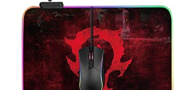 World of Warcraft RGB Soft Gaming Mouse Pad Large Oversized Glowing Led Extended Mousepad Non-Slip Rubber Base Computer Keyboard Pad Mat 14X10in