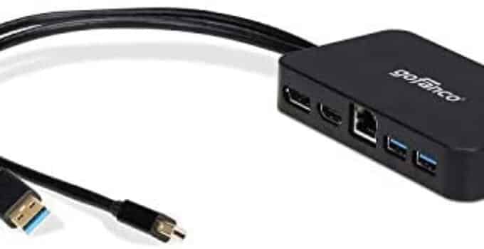 gofanco Mini DisplayPort (Thunderbolt 2) 1080p Video Dock / Docking Station – 1080p HDMI or DisplayPort (DP) – USB 3.0 and Gb Ethernet Adapter Hub for MacBook, Surface Pro 2/3/4/5 and Laptop (mDPDock)