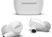 Belkin Wireless Earbuds, SoundForm Rise True Wireless Bluetooth 5.2  Earphones with Wireless Charging IPX5 Sweat and Water Resistant with Deep Bass for iPhone, Galaxy, Pixel and More – White