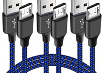 3-Pack 6FT PS4 Controller Charger Cable for Xbox One Controller,Dualshock 4,PS4 Charging Cord,Nylon Braided Micro USB Data Sync Cable for Xbox One S/X,Playstation 4,PS4 Slim/Pro,Charge and Play Wire