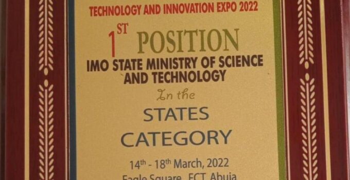 Imo wins 2022 National Science, Technology and Innovation Expo