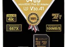 Amplim 64GB Micro SD Card, MicroSD Memory Plus Adapter, MicroSDXC SDXC U3 Class 10 V30 UHS-I TF Extreme High Speed Nintendo-Switch, Go Pro Hero, Surface, Phone Galaxy, Camera Security Cam, Tablet