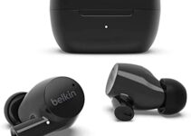 Belkin Wireless Earbuds, SoundForm Rise True Wireless Bluetooth 5.2  Earphones with Wireless Charging IPX5 Sweat and Water Resistant with Deep Bass for iPhone, Galaxy, Pixel and More – Black