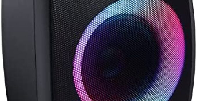 Bluetooth Speaker, DOSS PartyBoom Speaker with 60W Immersive Sound, Punchy Bass, Mixed Colors Lights, PartySync, 12H Playtime, Mic and Guitar Inputs, Portable Speaker for Indoor, Outdoor Party