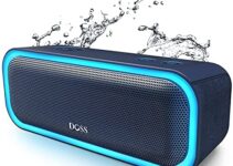 Bluetooth Speaker, DOSS SoundBox Pro Portable Wireless Bluetooth Speaker with 20W Stereo Sound, Active Extra Bass, IPX5 Waterproof, Wireless Stereo Pairing, Multi-Colors Lights, 20Hrs Playtime -Blue