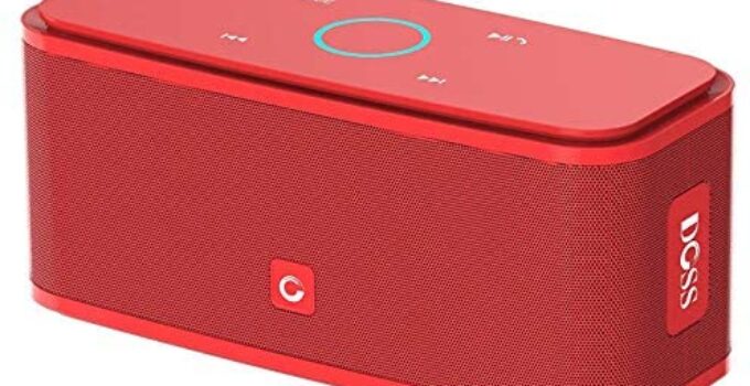 Bluetooth Speaker, DOSS SoundBox Touch Portable Wireless Bluetooth Speaker with 12W HD Sound and Bass, IPX5 Waterproof, 20H Playtime,Touch Control, Handsfree, Speaker for Home,Outdoor,Travel- Red