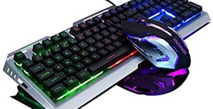 Colorful Keyboard and Mouse Combo Wired,Color Changing LED Keyboard,Lighted Gaming Keyboard,USB Gaming Mouse Rainbow Keyboard Set,RGB LED Keyboard Mouse,Iron Durable Metal Membrane Keyboard