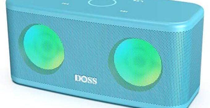 DOSS SoundBox Plus Portable Wireless Bluetooth Speaker with HD Sound and Deep Bass, Wireless Stereo Pairing, Built-in Mic, 20H Playtime, Portable Wireless Speaker for Home, Outdoor,Travel-Tiffany Blue