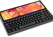 Ficihp USB Mechanical Keyboard, Built-in 12.6 inches Touchscreen, Compact 71 Keys RGB LED Backlit N-Key Multifunctional Split Screen Keyboard for Mac Windows Android – Black