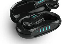 HGLTECH Wireless Earbuds Bluetooth 5.0 Mic Earphones in-Ear Headphone with Wireless Charging Case HiFi Waterproof Sweatproof for Running, Gym, Workout (Obsidian Black)