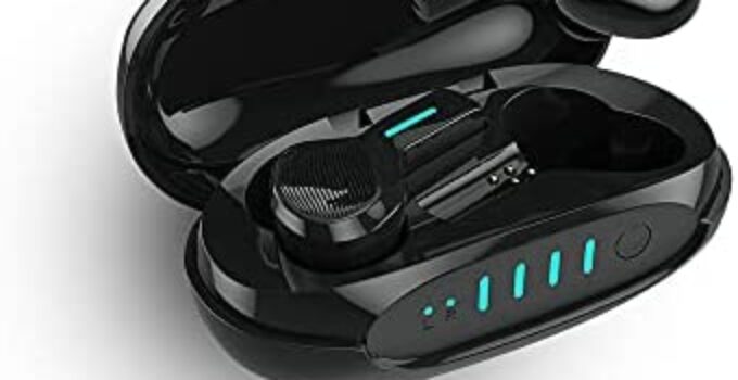 HGLTECH Wireless Earbuds Bluetooth 5.0 Mic Earphones in-Ear Headphone with Wireless Charging Case HiFi Waterproof Sweatproof for Running, Gym, Workout (Obsidian Black)
