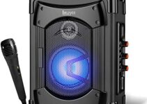 IRUYEE Portable Karaoke Machine Bluetooth Speaker with Microphone,Audio Recording for Indoors & Outdoor,PA System Bluetooth Subwoofer Heavy Bass with FM Radio,Supports TF Card/USB Playback,Black