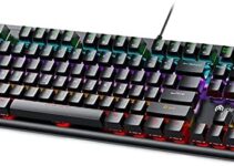 Mechanical Gaming Keyboard, iClever Wired Keyboard with RGB Backlit, Quiet Red Switches, Customized Macros, 87 Keys Tenkeyless Design for Windows PC Laptop Desktop