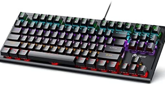 Mechanical Gaming Keyboard, iClever Wired Keyboard with RGB Backlit, Quiet Red Switches, Customized Macros, 87 Keys Tenkeyless Design for Windows PC Laptop Desktop