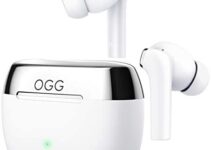 OGG K6 Wireless Earbuds Bluetooth Earphones, Active Noise Cancelling Headset, Wireless Bluetooth Earbuds with Mart Touch,8 Hours Playback and 55 Extra Hours of Charging Case (White)