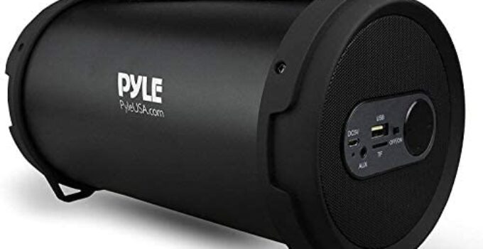 Pyle Portable Speaker, Boombox, Bluetooth Speakers, Rechargeable Battery, Surround Sound, Digital Sound Amplifier, USB/SD/FM Radio, Wireless Hi-Fi Active Stereo Speaker System in Black (PBMSPG7)