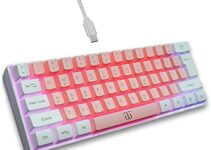 Snpurdiri 60% Wired Gaming Keyboard, True RGB Mechanical Feeling,Ultra-Compact Mini Keyboard with Detachable Cable,White and Pink Color