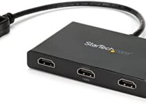 StarTech.com 3-Port Multi Monitor Adapter – DisplayPort 1.2 to 3x HDMI MST Hub – Triple 1080p HDMI Monitors – Video Splitter for Extended Desktop Mode on Windows PCs Only – DP to 3x HDMI (MSTDP123HD)