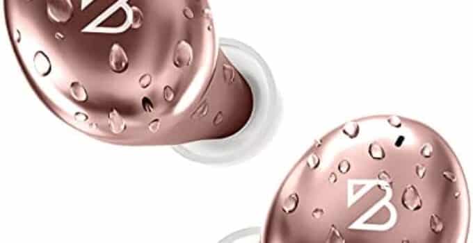Tempo 30 Rose Gold Wireless Earbuds for Small Ears Women, Cute Pink Bluetooth Bass Boost Earphones Small Ear Canals, IPX7 Sweatproof, 32-Hour Long Battery, Loud in Ear Headphones