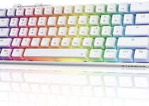 Tezarre TK61 60% Mechanical Gaming Keyboard with PBT Pudding Keycaps, 61 Keys RGB Backlit Wired USB Computer Keyboards Full Keys Programmable White (Gateron Optical Red)