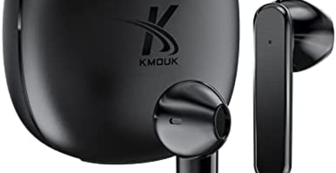True Wireless Earbuds KMOUK Bluetooth 5.2 Earbuds, 4-Mic CVC8.0 Call Noise Reduction Earphones, IPX8 Waterproof TWS Stereo Earbuds, 30H Playtime, Clear Calls with Touch Control In-Ear Headphones Black