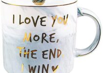 Vilight I Love You More The End I Win Funny Mug for Girlfriend and Boyfriend – Romantic Gifts for Him Her Marble Coffee Cup 11.5 Oz