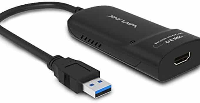 Wavlink USB 3.0 to HDMI Universal Video Graphics Adapter with Audio Port Displaylink Chip Supports up to 6 Monitor displays, 2048×1152 External Video Card Adapter Support Windows & Chrome OS