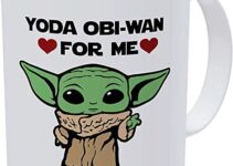Willcallyou Baby Yoda Obi Wan For Me Heart, Valentines Day for Husband, Boyfriend, Wife, Girlfriend Funny 11 Ounces White Coffee Mug to My Valentine