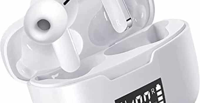 Wireless Earbuds, True Wireless Bluetooth 5.0 in-Ear Headphones Noise Cancellation Wireless Earbuds with Microphone Charging Case LED Display Touch Control IPX8 Waterproof Earphones Deep Bass