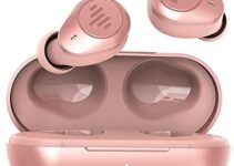iLuv TB200 Small Ear Wireless Earbuds, Bluetooth, Built-in Microphone, 18 Hour Playtime, IPX6 Waterproof Protection, Compatible with Apple & Android; Includes Charging Case and 4 Ear Tips, Rose Gold