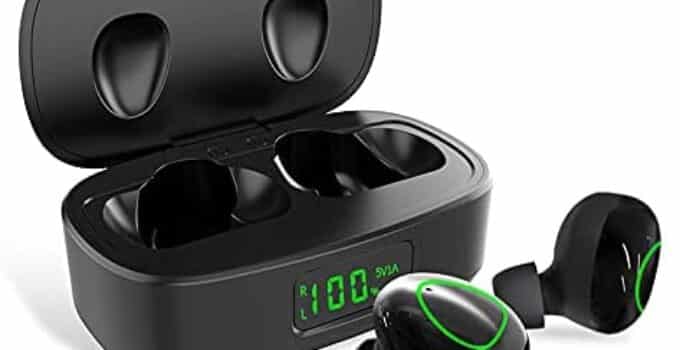 Wireless Earbuds 6D Stereo Sound TWS Bluetooth Headphones iPX7 Waterproof Bluetooth 5.0 Auto Pairing Touch Control Wireless Sport Earphones Bluetooth Headset with 500mAh Charging Case (Black)
