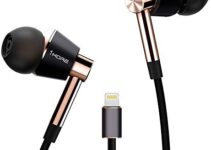 1MORE Triple-driver Headphones In-Ear Hi-Res Audio Earphones with Microphone and Remote Control Lightning Connector for iPhone7 iPhone 8 iPhone X, iPad & iPod – E1001L Gold