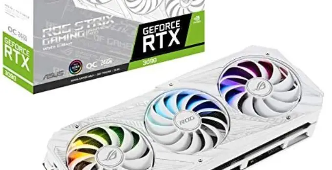 ASUS ROG STRIX NVIDIA GeForce RTX™ 3090 White OC Edition Gaming Graphics Card (PCIe 4.0, 24GB GDDR6X, HDMI 2.1, DisplayPort 1.4a, White color scheme, Axial-tech Fan Design, 2.9-slot, Super Alloy Power