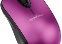 Amazon Basics Wireless Computer Mouse with USB Nano Receiver – Purple