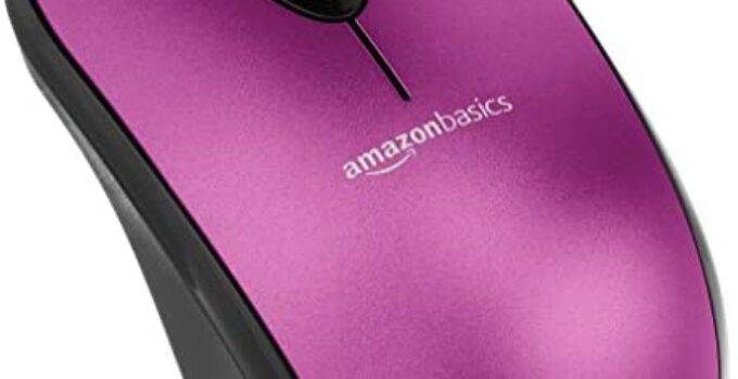 Amazon Basics Wireless Computer Mouse with USB Nano Receiver – Purple